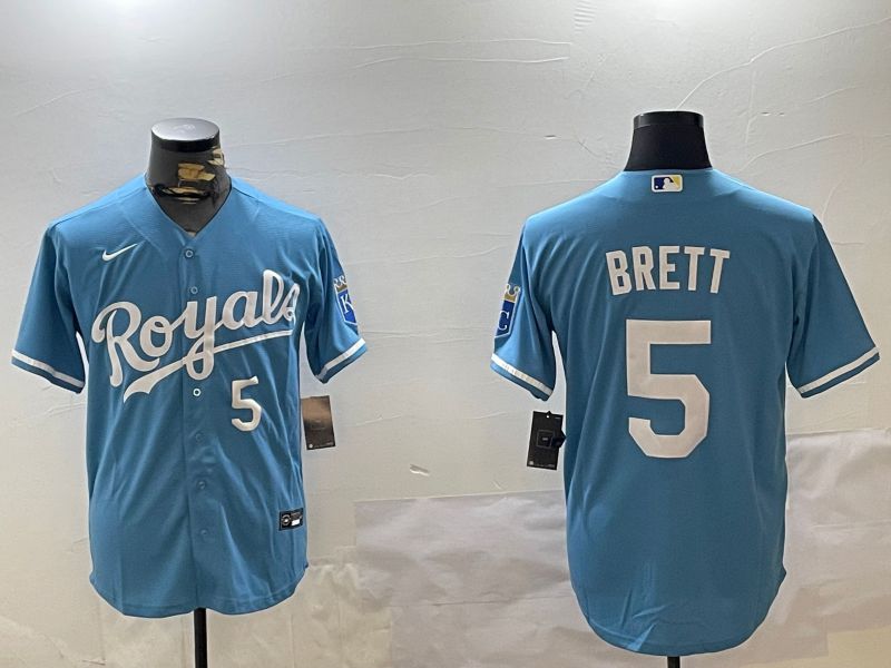 Men Kansas City Royals #5 Brett Light Blue Game 2024 Nike MLB Jersey style 3->houston texans->NFL Jersey